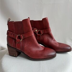 Sam Edelman Red Ankle Leather Boots NEW